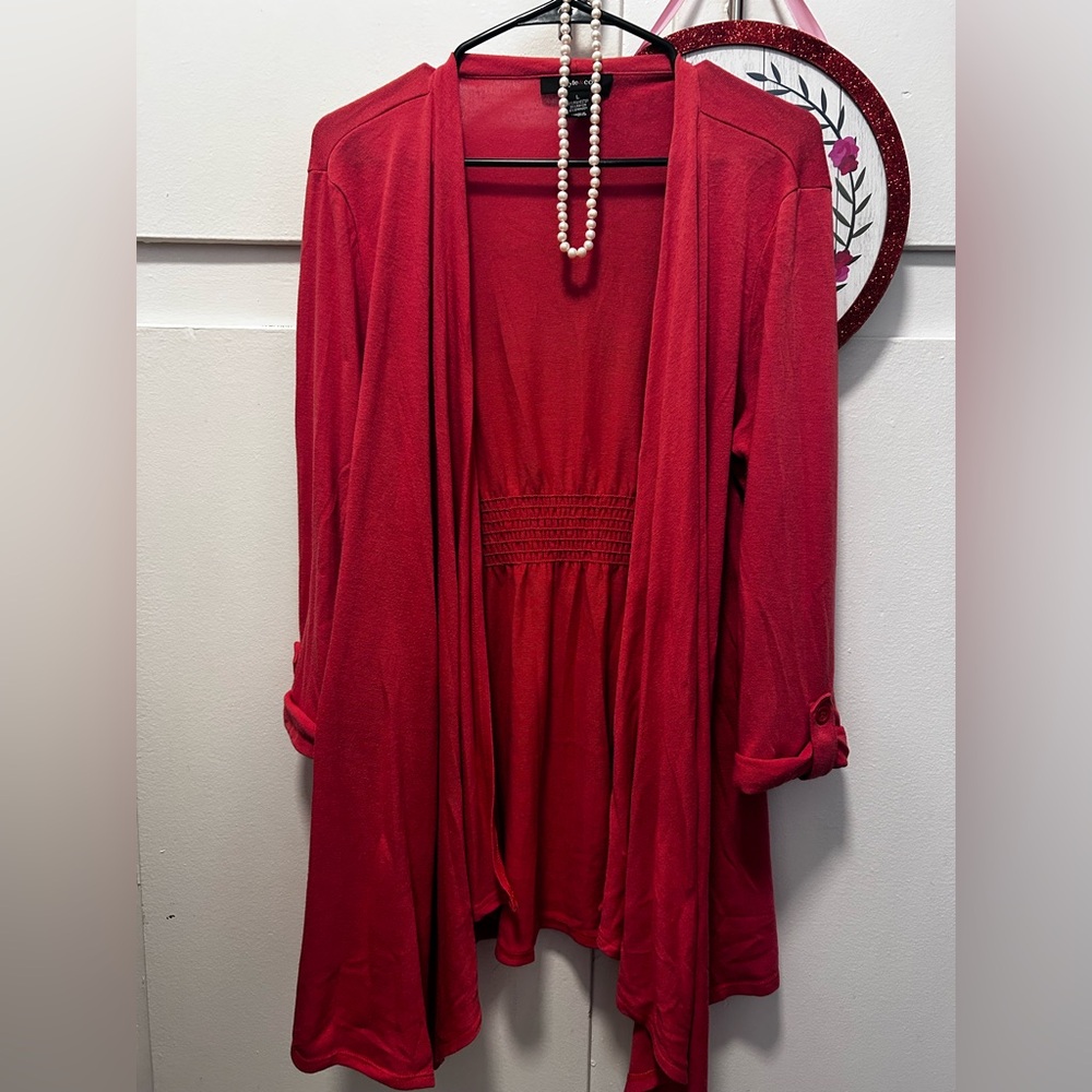 Coral Open Front Cardigan